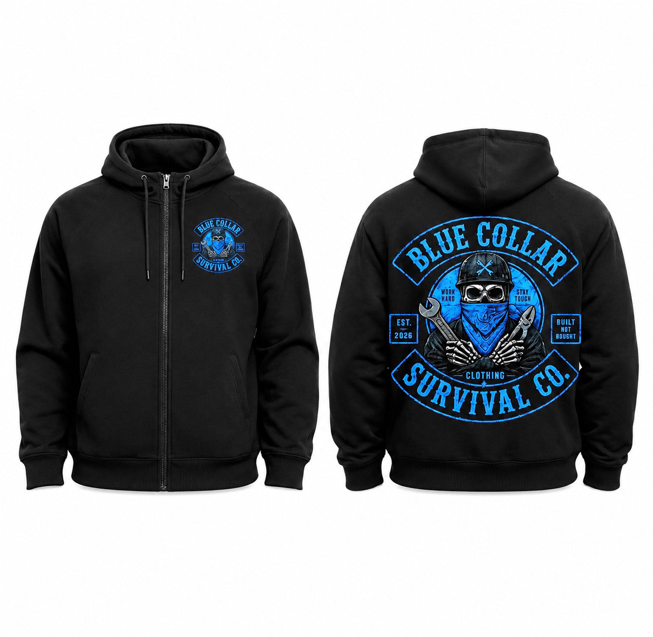 Blue Collar Survival Co Zip-Up Hoodie